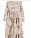 as pic DS2883BB Женское милое платье в горошек, vestidos, каскадные оборки, торт, женское платье-миди, осень, v-образный вырез, бант, завязывается, повседневные тонкие вечерние платья DS2883 - Цвет: as pic DS2883BB