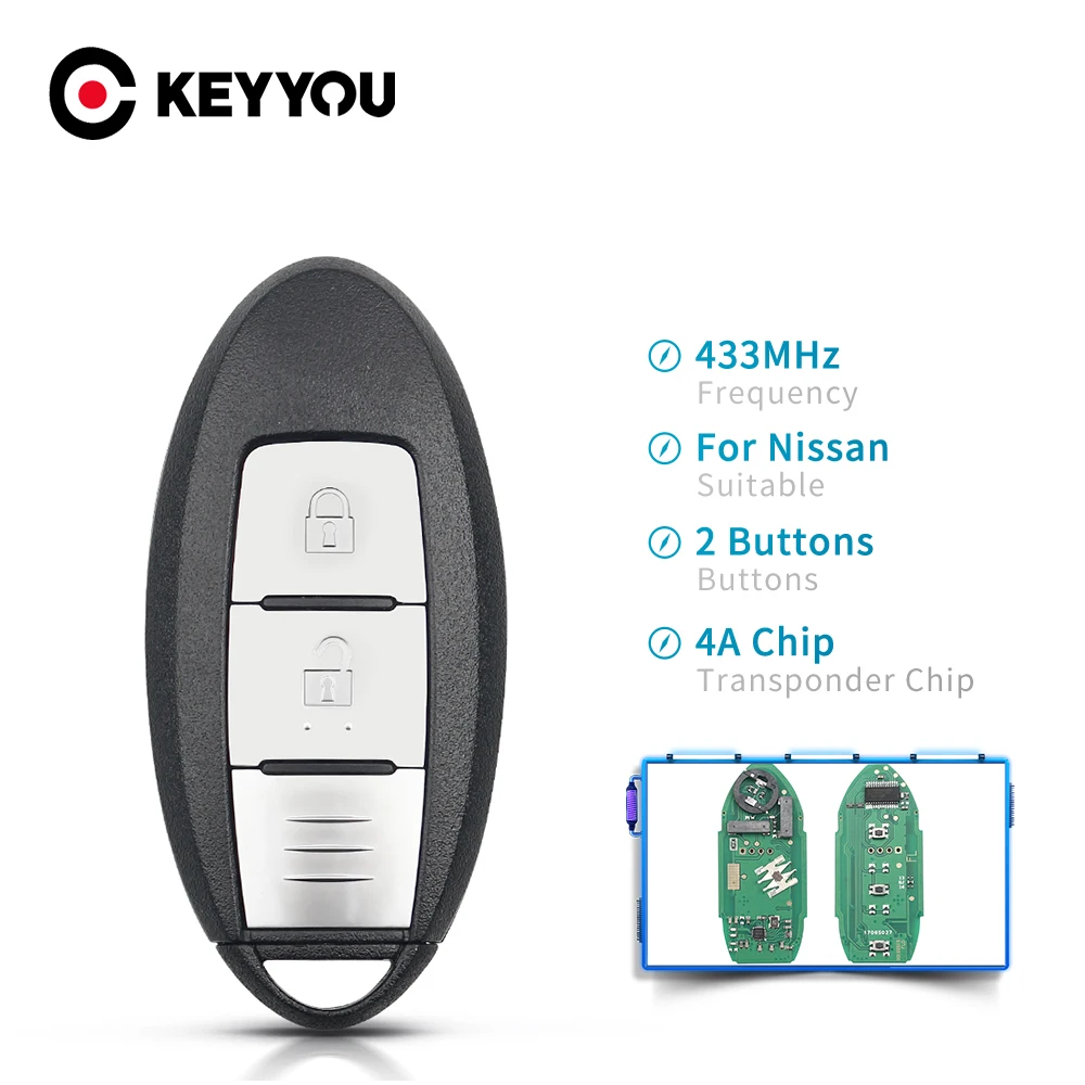 KEYYOU 5pcs Car Smart Remote Key Fit 4A 46 Chip For NISSAN Qashqai X-Trail Keyless Entry Controller Fob 2/3 Buttons 433MHz | Автомобили и
