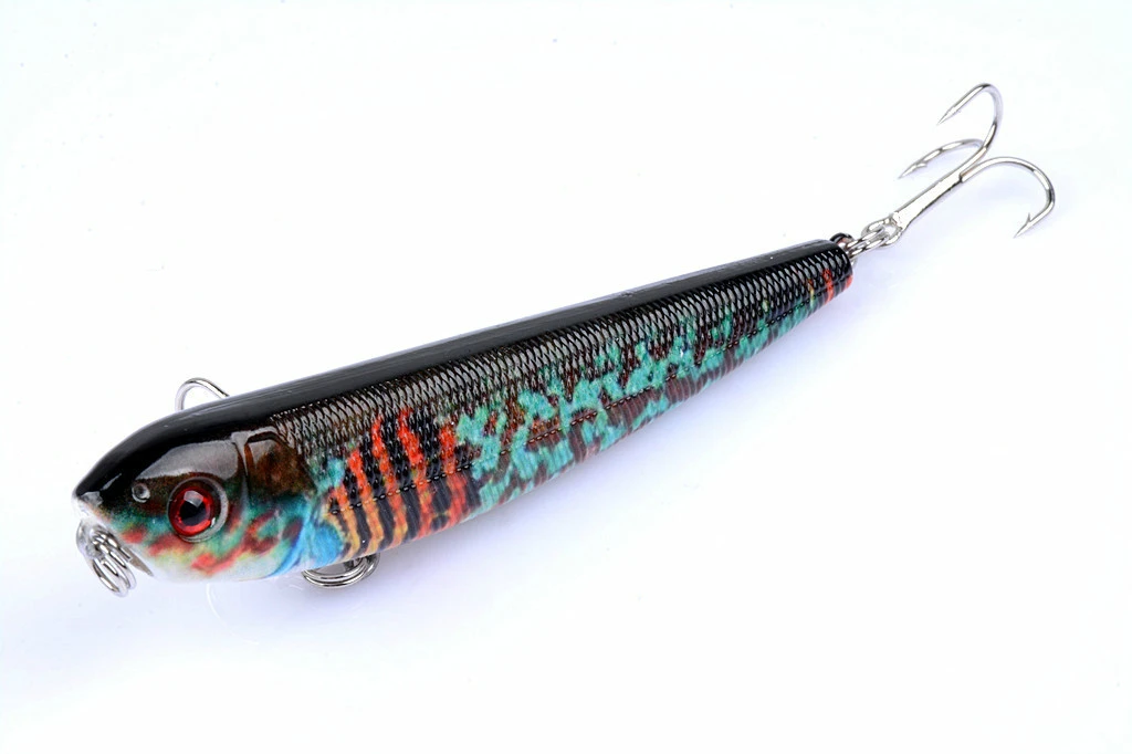 

1Pcs 8.5cm/9.6g Wobblers Pencil Fishing Lures Bait TopWater Lifelike Artificial Hard Peche Leurre Swimbait With 2 Treble Hooks