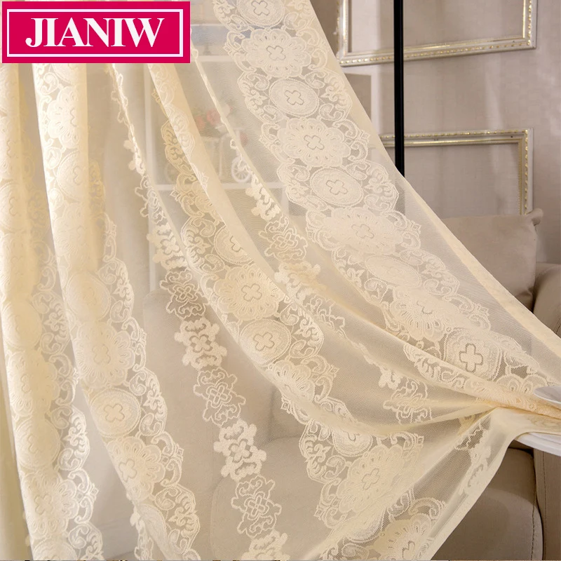 Декоративные полужаккардовые кружевные прозрачные Занавески JIANIW Тюлевая вуаль