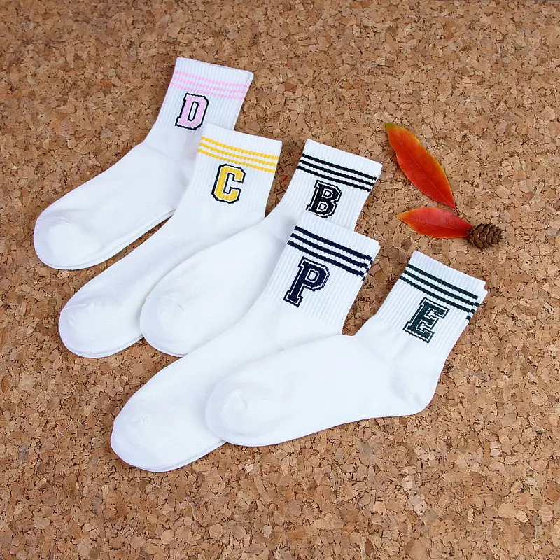 Women Socks Middle Tube with Letters Leave Me Alone Simple Casual Stripes Spring and Summer Fashion | Женская одежда