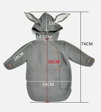 Детские спальные мешки, зимние теплые детские коляски, Infantil, пеленка, Осенние вязаные конверты с кроликом для новорожденных 0-6 месяцев