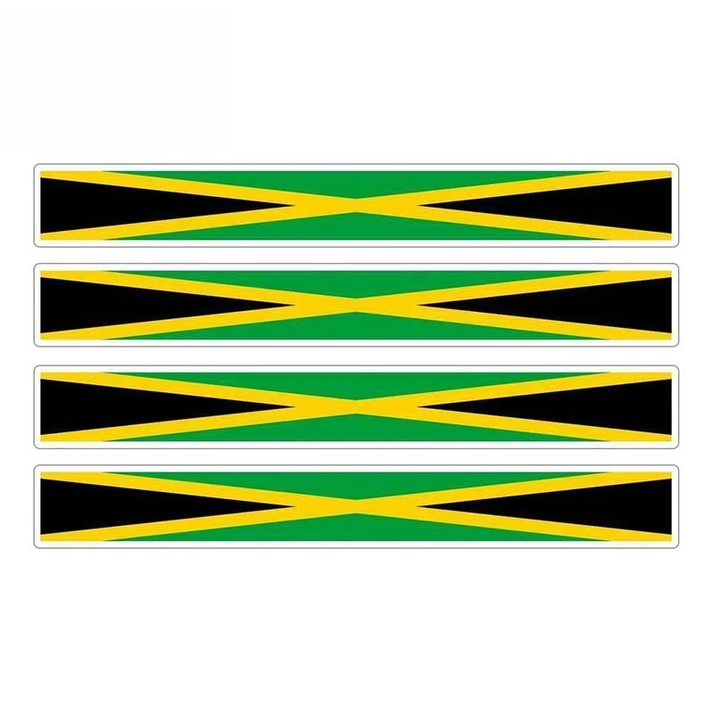 

4 X Jamaica Car Stickers Car Stripe Motorcycle Racing Flag Sticker Skateboard Decal Bike Moto Tuning Waterproof Decals,13cm*2cm