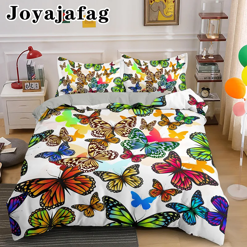 

3D Colorful Butterfly Printing Duvet Cover Single Twin Double King Queen Bedding Set For Bedroom Decor Soft Bedclothes