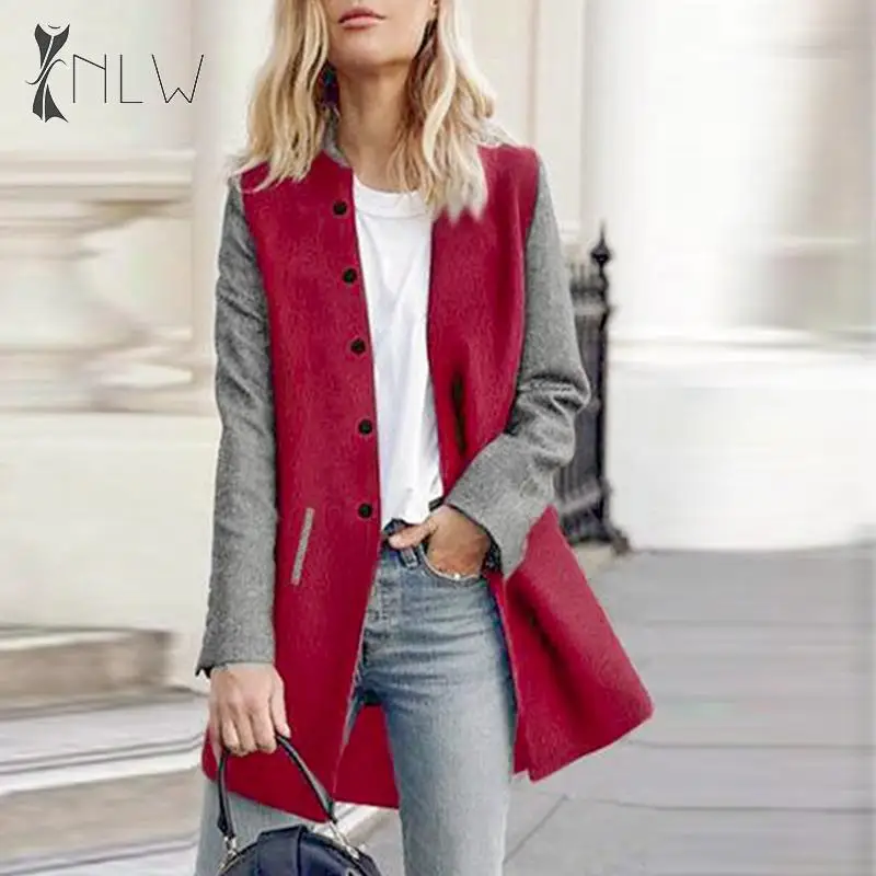 NLW Повседневный плащ без воротника женское вязаное пальто на пуговицах куртка