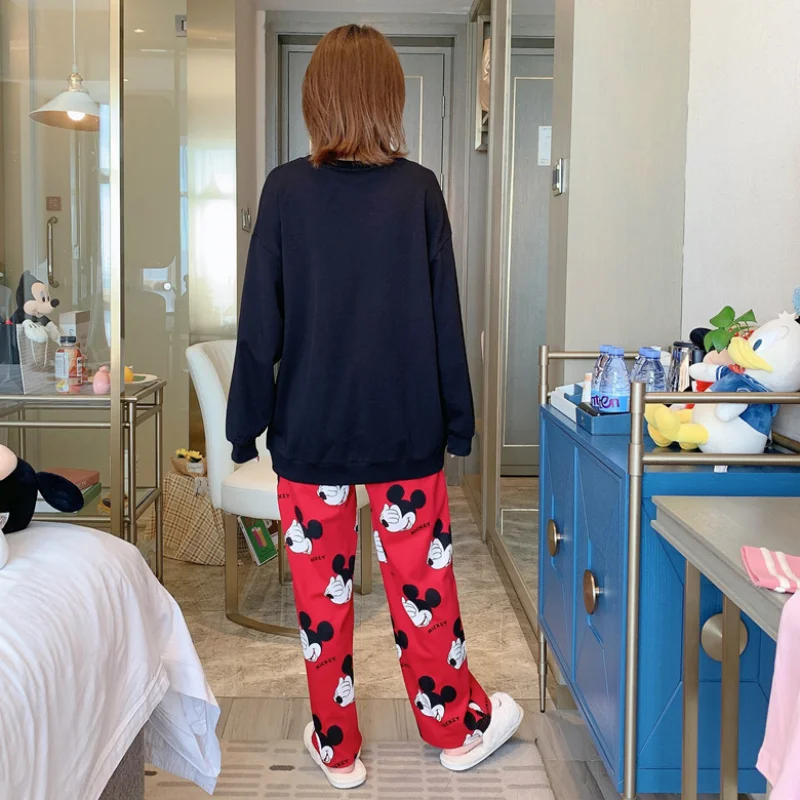 Disney Plus Size Pajamas Set for Womens Autumn Long Sleeve Sleepwear Women Set Pajamas Suit Female Two Piece Set Loungewear Fall