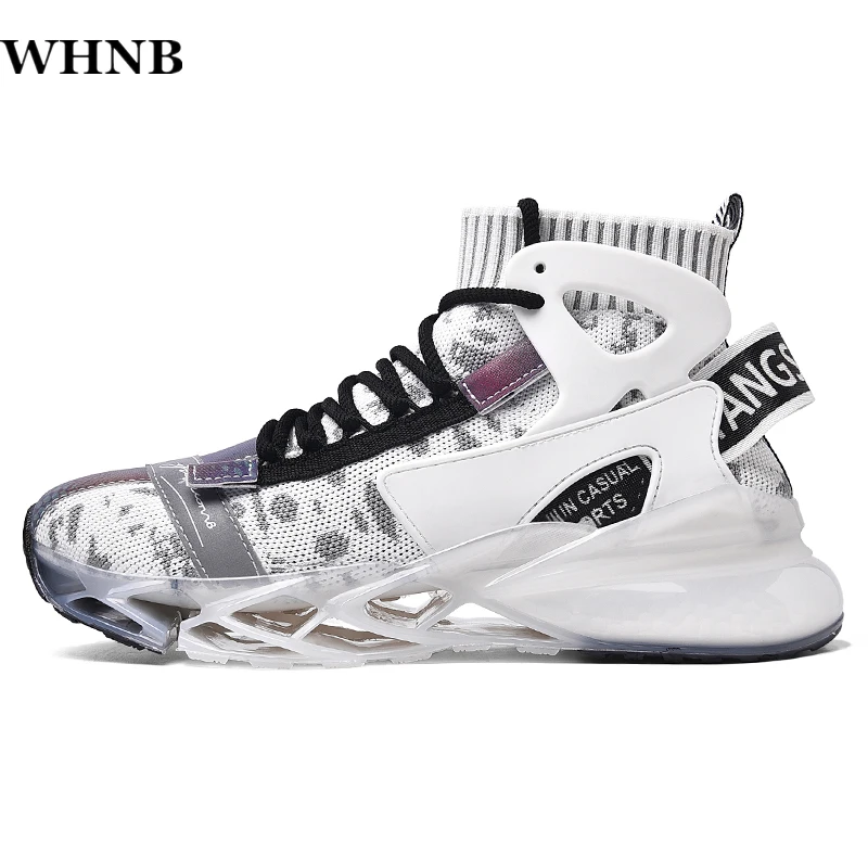 

WHNB New Blade Shoes Men Comfortable Light TPU Sneakers Men Popcorn Bottom High Top Sneakers Male Outdoor Walking Shoes Zapatos