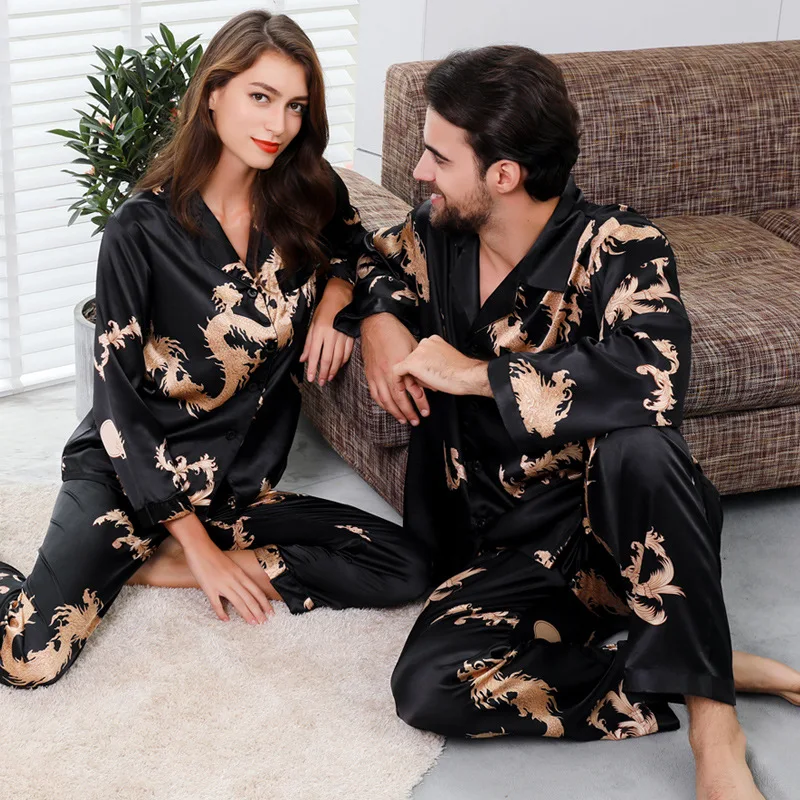 Conjunto de pijama de seda antimanchas para hombre, ropa de dormir Sexy,...