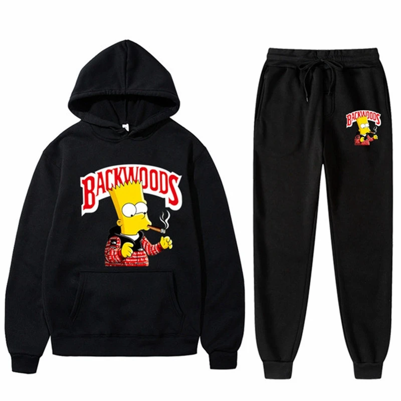 

fashion brand Backwoods Men's Set Fleece Hoodie Pant Thick Warm Tracksuit Sportswear Hooded Track Suits Male Sweatsuit Tracksuit