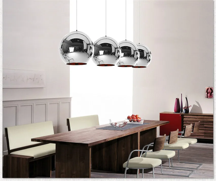 Североевропейская Современная медная Серебряная зеркальная Подвесная лампа E27