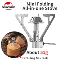 naturehike mini folding ultralight 51g stove portable outdoor camping picnic equipment cookware adjustable all in one gas stove