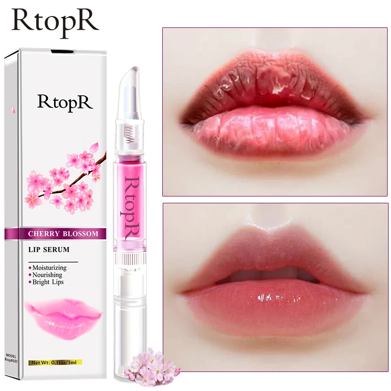 Увлажняющий блеск для губ RtopR с цветком вишни отшелушивает губы мелкими линиями
