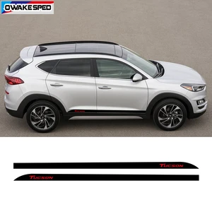 Спортивные полосы из углеродного волокна для Hyundai Tucson 2015-2018, автомобильный Стайлинг, Двусторонняя наклейка на юбку, автомобильный декор, Виниловая наклейка