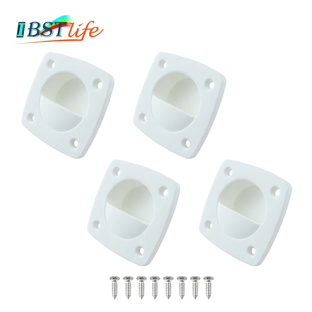 

4PCS White Nylon Recessed Flush Sliding Door Handle Pull Square Hatch Pull Handle Motorboat Marine Boat Yacht Cabin Accesories