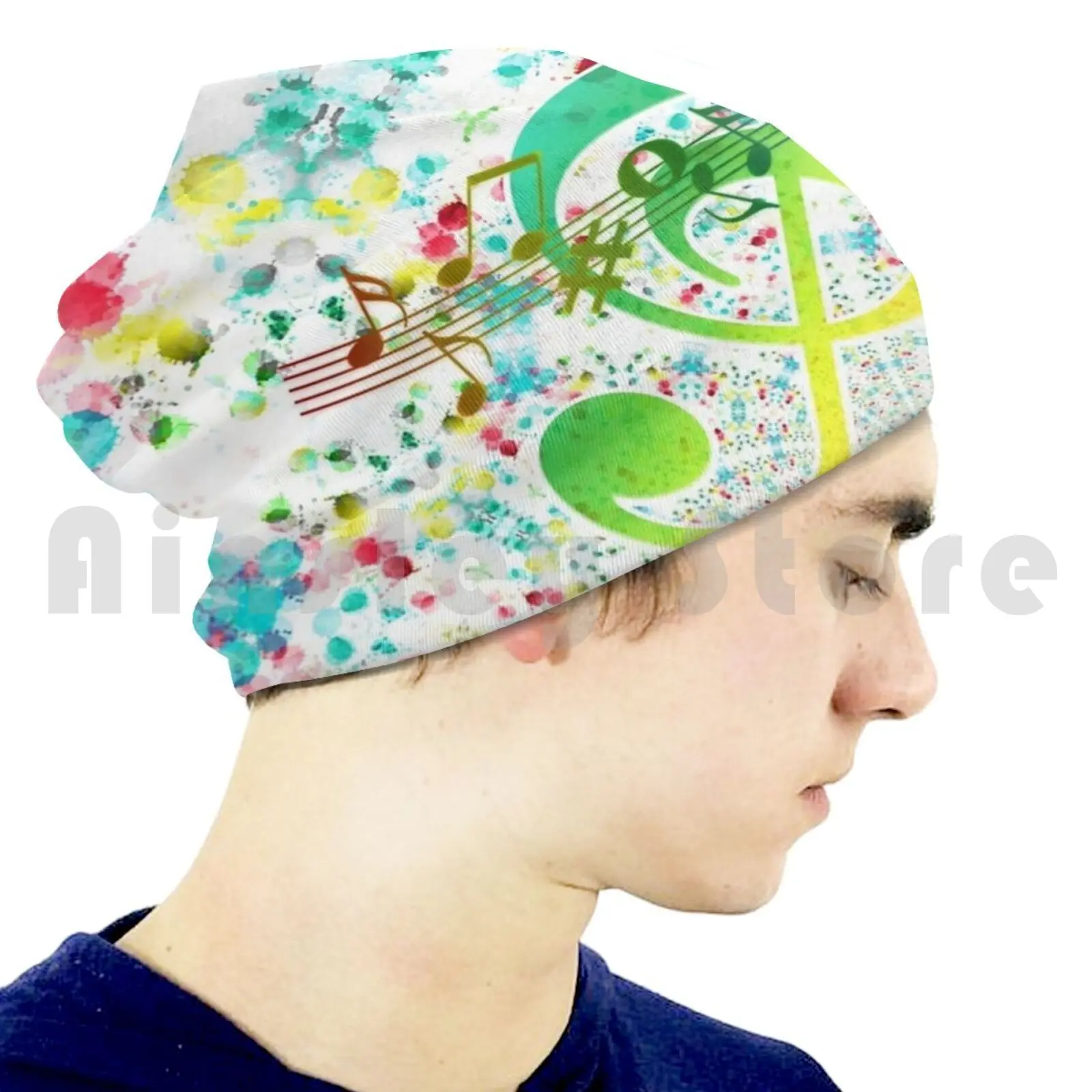 Шапка-бини с музыкальными нотами вязаная шапка в стиле хип-хоп музыкальные ноты