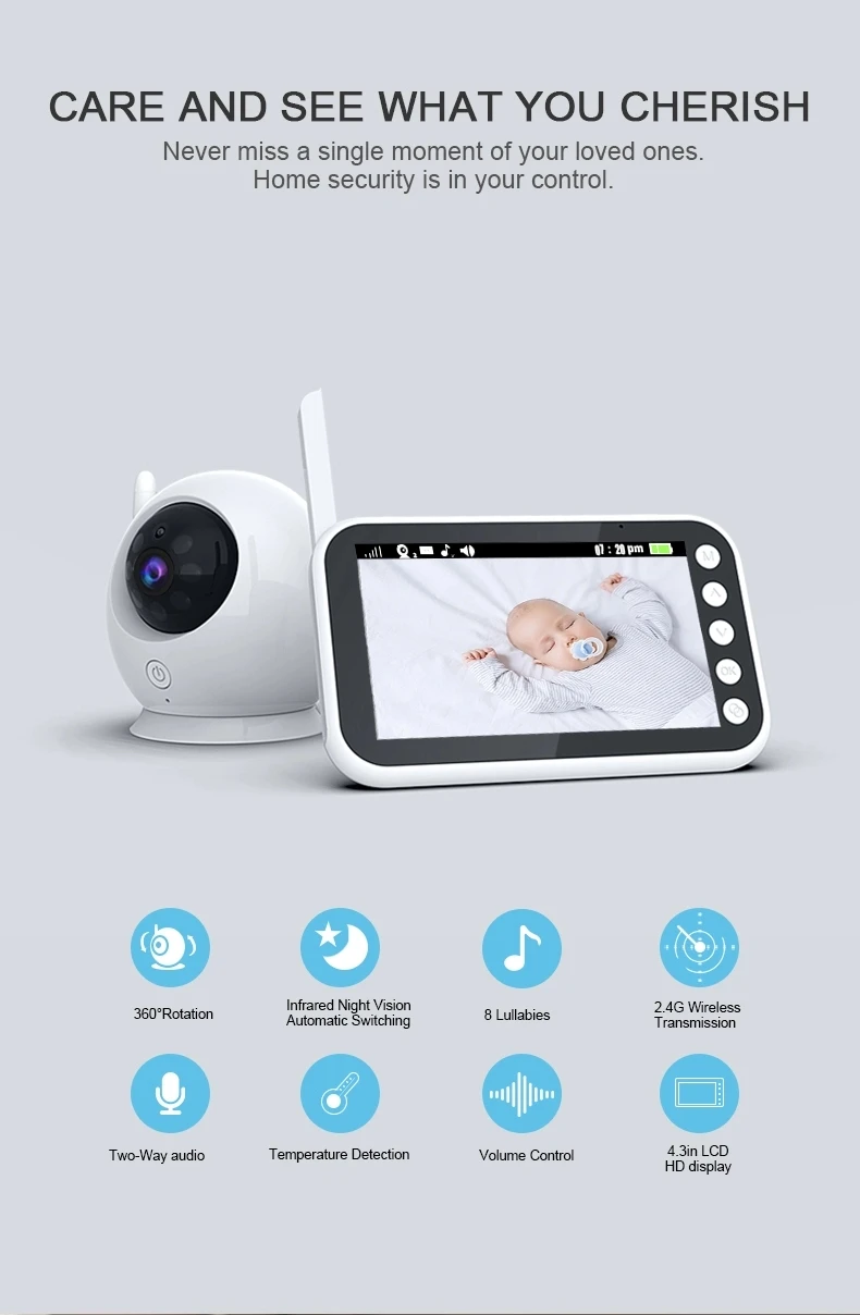 

720P Wireless Color Baby Monitor with Camera Surveillance Indoor Nanny Security Electronic Babyphone Cry Babies Feeding