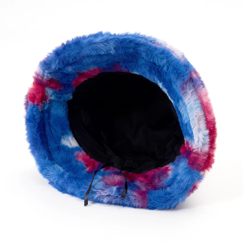 

Tie Dye Faux Rabbit fur Bucket Hat Men Winter Outdoor Warm Soft Panama Fisherman Hat Bob Women Travel Fashion Hip Hop Sun Cap