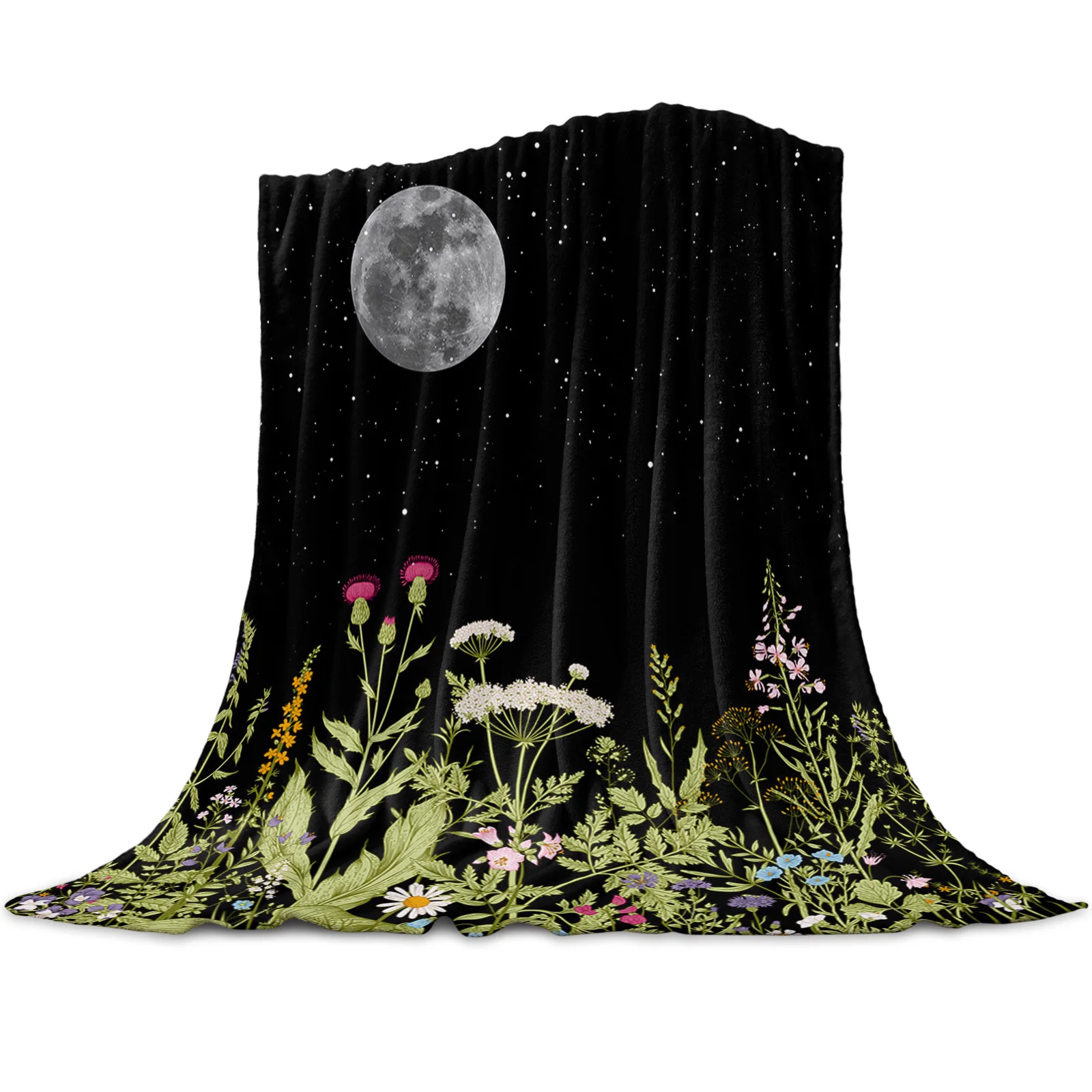 

Vintage Herb Moon Blankets for Beds Home Bedspread Travel Flannel Blanket Throw Blanket for Sofa