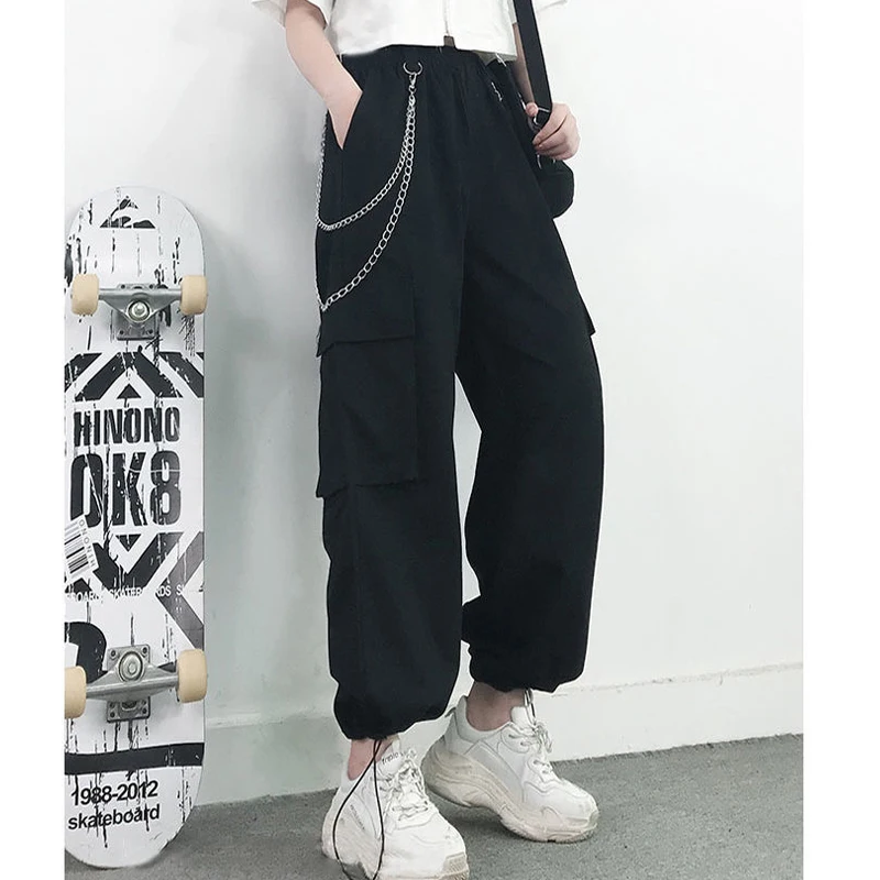 

Cargo Pants Women Casual Elastic Waist Jogger Pants Female Loose Hip Hop Trousers Plus Size High Waist Streetwear Pants