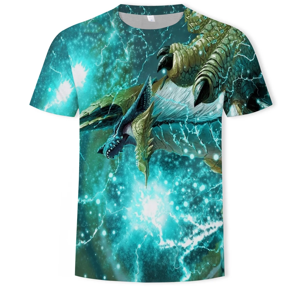 

Evil dragon streetwear men's and women's T-shirt summer personality O-neck short-sleeved casual 3D printing oversized T-shirt