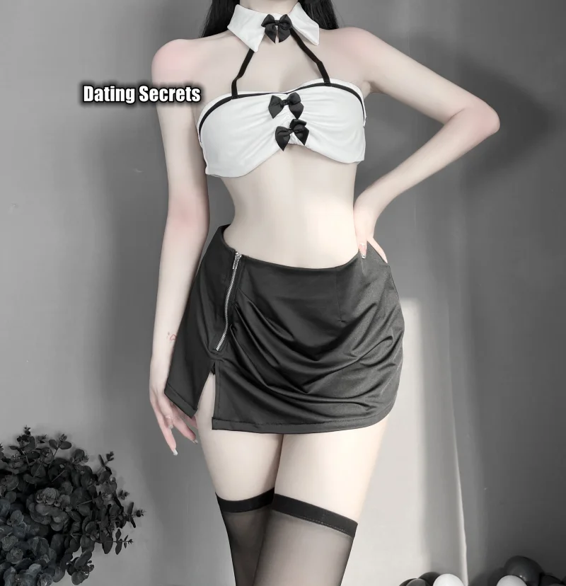 

Sexy Secretary Office Erotic Cosplay Costumes Passion Hollow Out Backless Top with Mini Skirt Office Lady Temptation 2021
