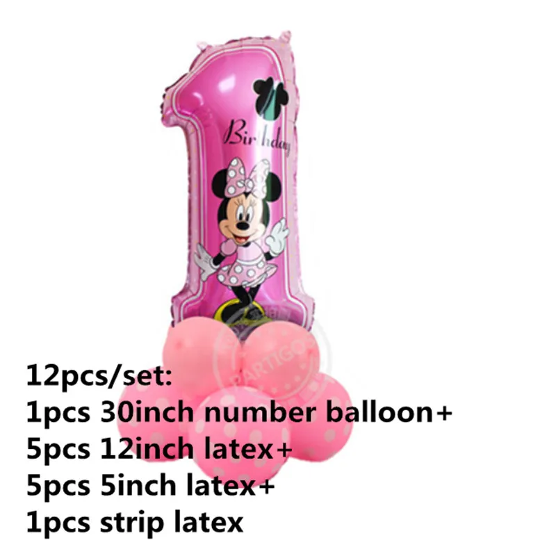 12pcs set 5 Минни Микки Маус голова фольги вертикальные шары гелий мультфильм Микки шары День рождения украшения детский душ - Цвет: 12pcs set 5