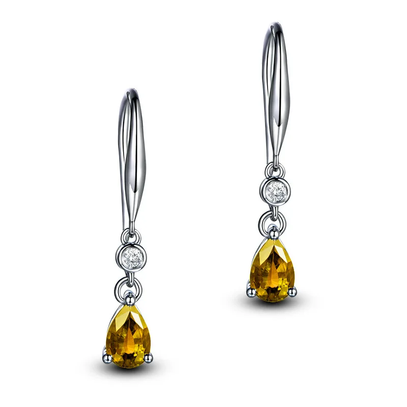 Bague Ringen серебряные 925 ювелирные изделия серьги Сапфир Сивер корейские серьги ювелирные изделия фиолетовый/синий/желтый цвет вечерние подарки для свиданий - Цвет камня: yellow