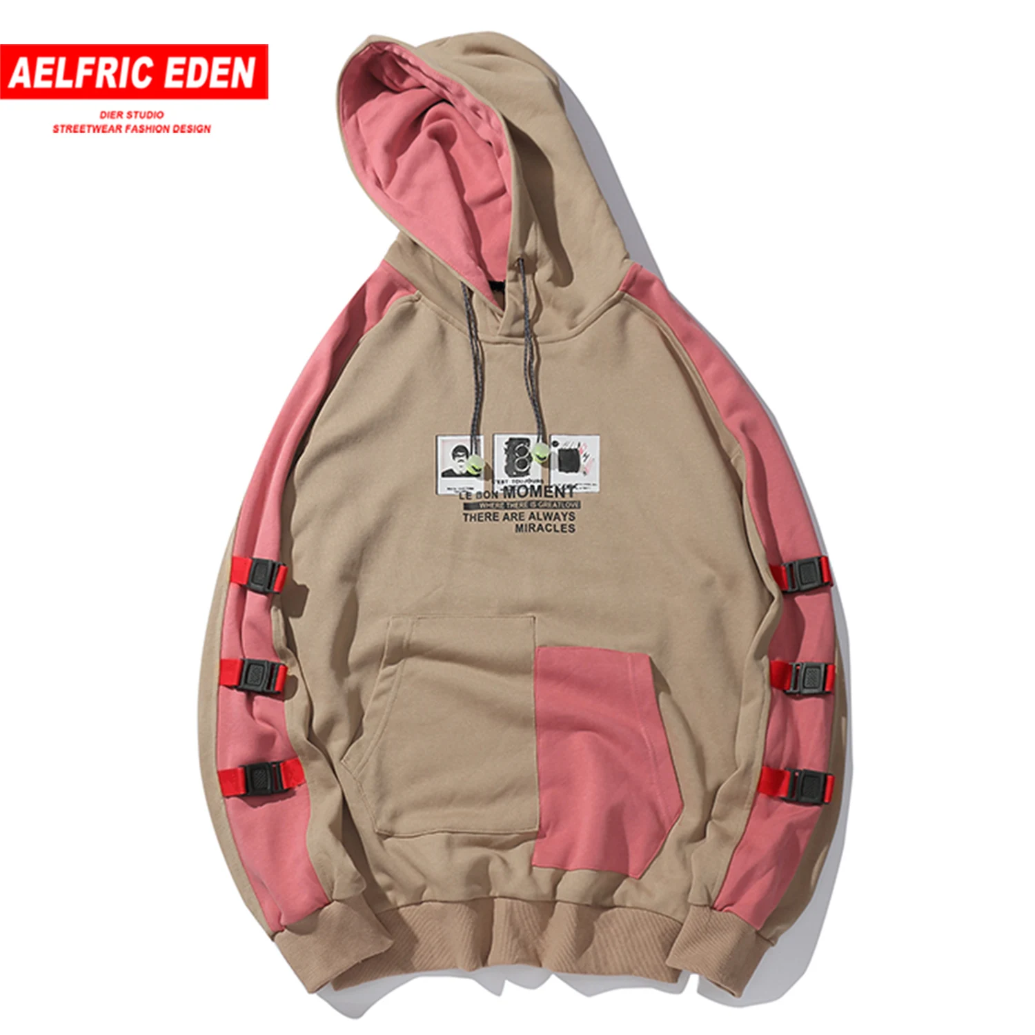 Aelfric Eden цветные часы Лоскутные мужские толстовки уличная Harajuku Хип Хоп пуловер повседневные хлопковые негабаритные толстовки с капюшоном