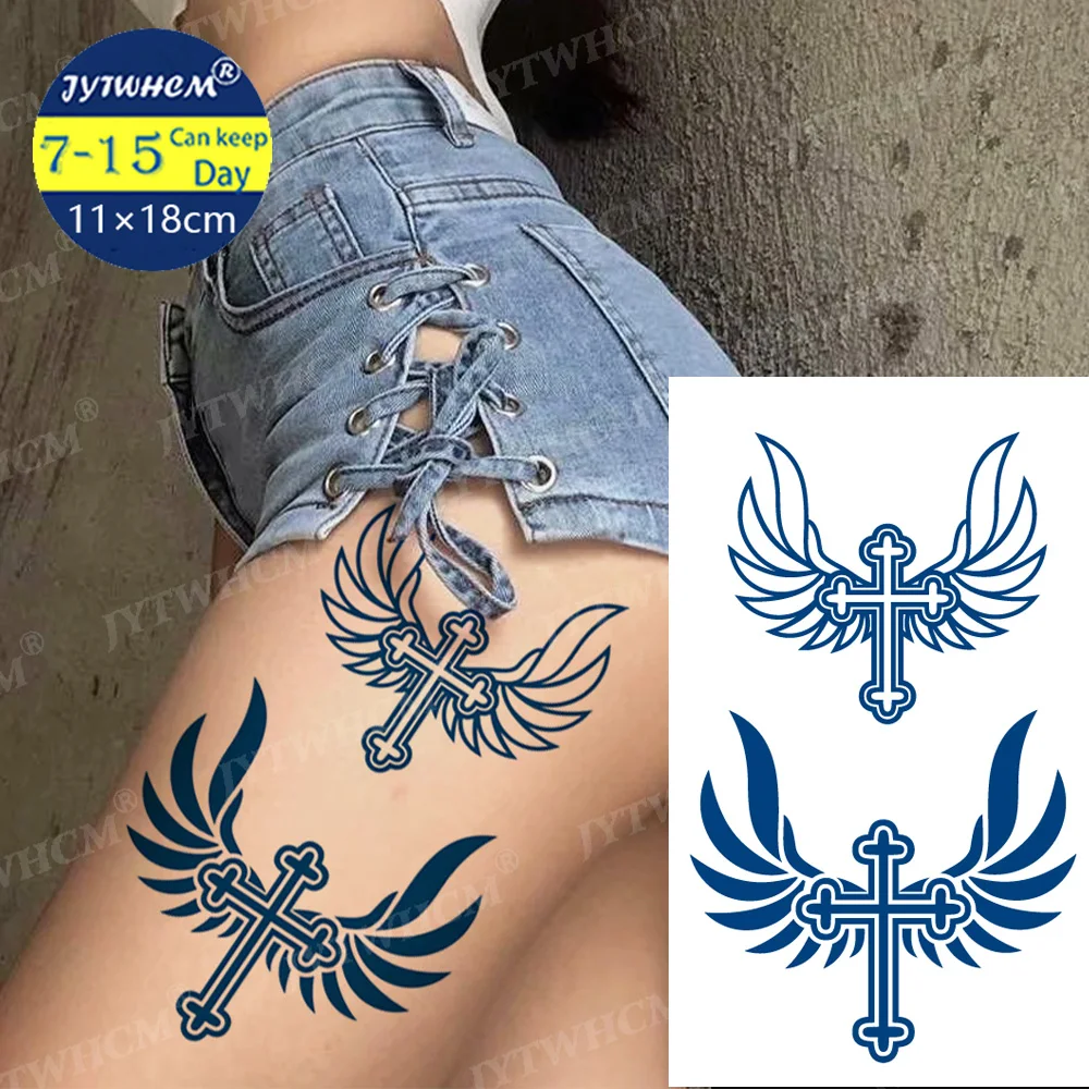 

Art Temporary Tattoos Stickers Thigh Sticker Waterproof Fake Rose Feather Tattoos Decal Cross Body Legs Arm Tattoo For Women Men