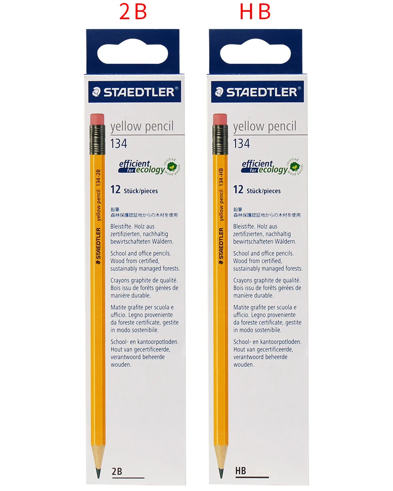 2 шт. STAEDTLER 134 карандаш HB 2B шестиугольная желтая палочка для детей, студентов, карандаш для письма, не содержит свинец, яд
