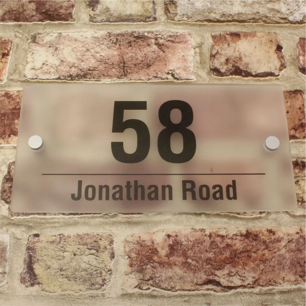 

Frosted Effect Personalised Modern House Sign Street Name and Number