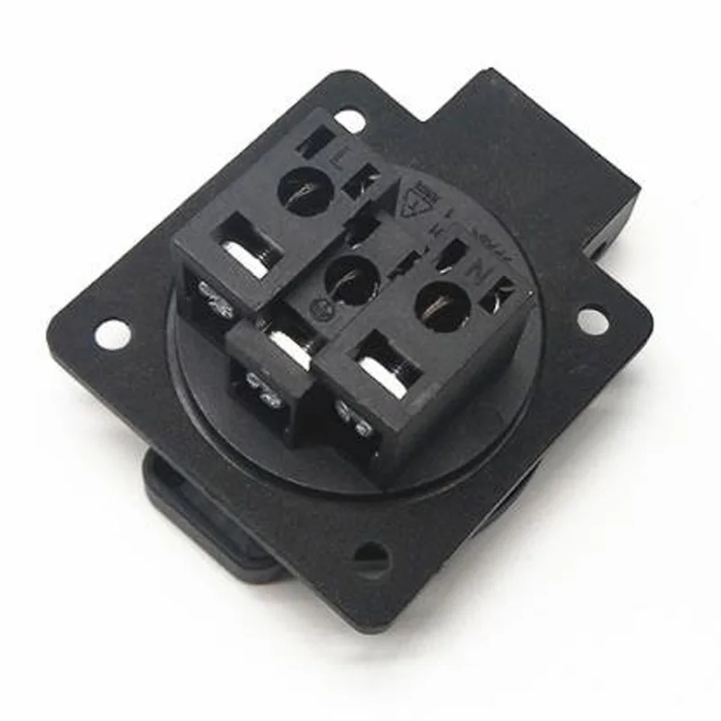 Черная круглая крышка 50*50 мм бразильская 2P + E наружная розетка IP44 20A 250 В