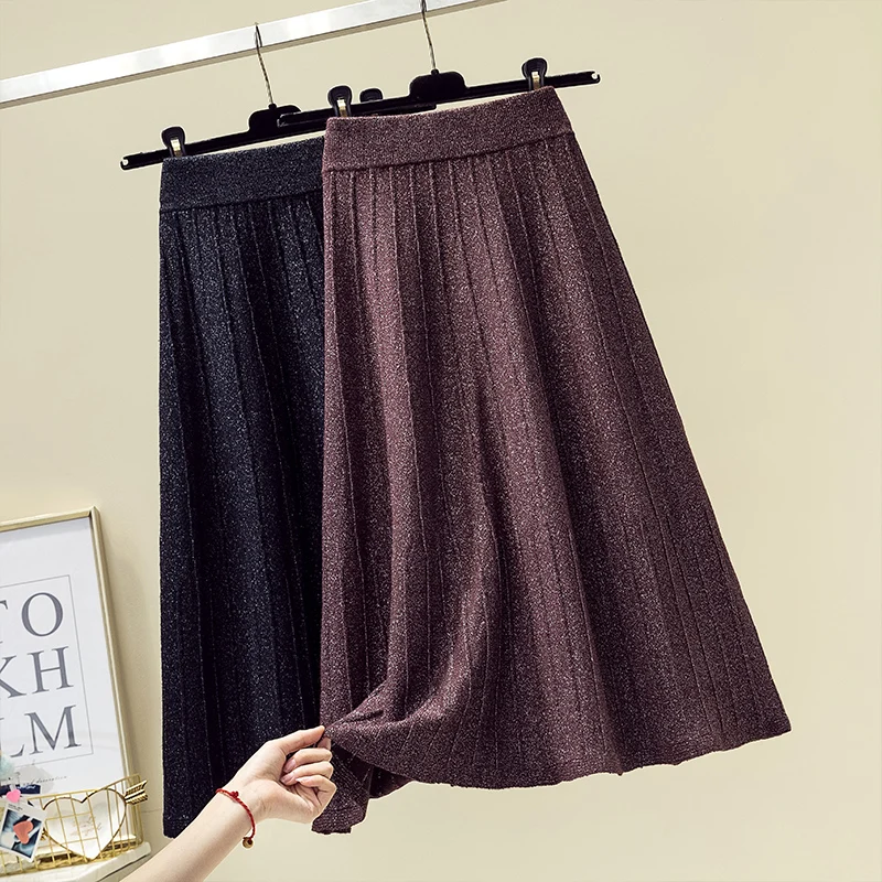 3xl Большие размеры Длинные юбки для женщин женские офисные миди юбки faldas negras осень зима вязаные юбки женские A5542
