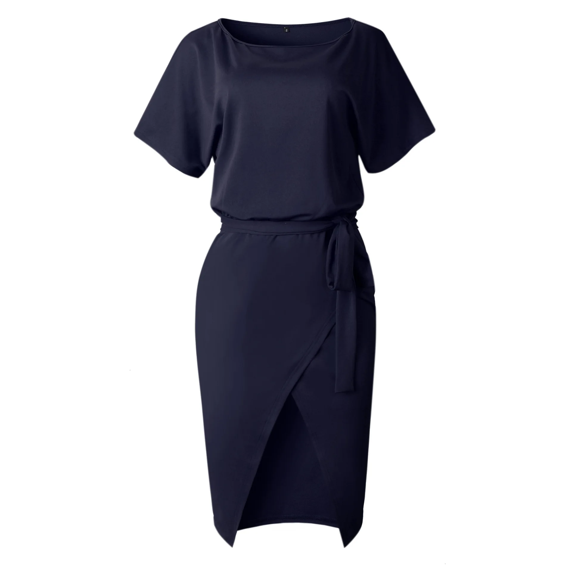 Женское летнее платье повседневное с круглым вырезом одноцветное сексуальное