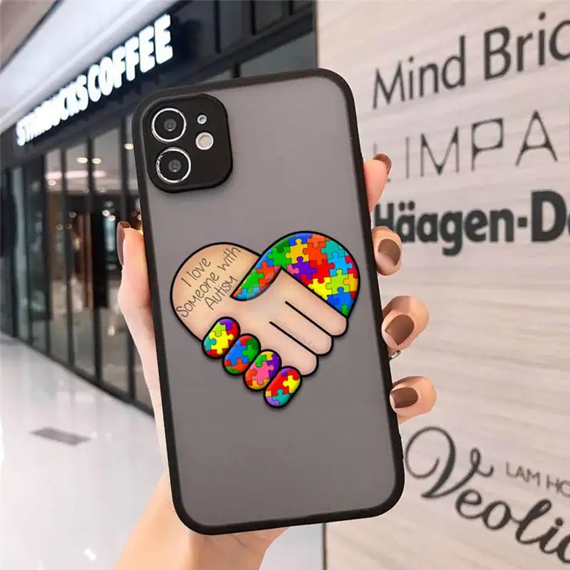 

Puzzle Autism Awareness Phone Case Matte Transparent for iPhone 7 8 11 12 s mini pro X XS XR MAX Plus cover funda