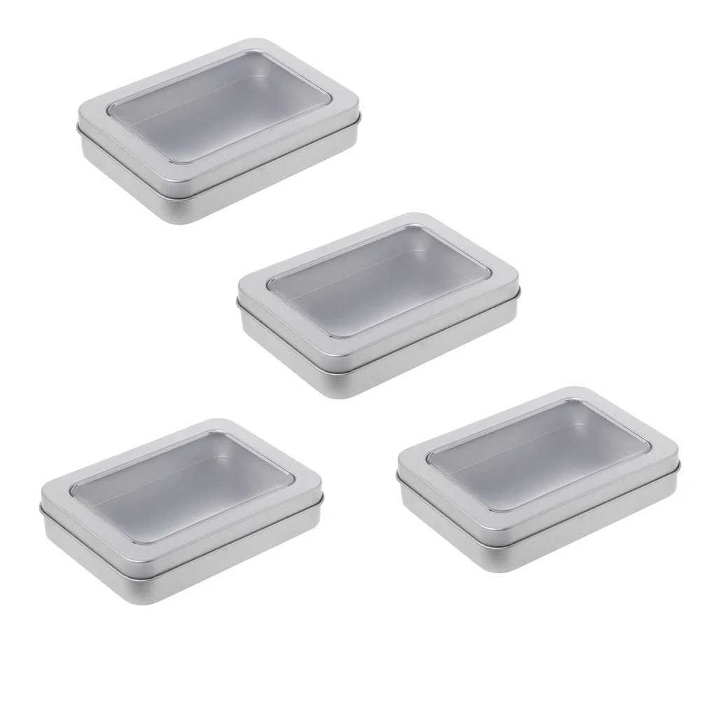 

4PCS Tinplate USB Flash Drive Boxes Creative Visible Window Storage Case