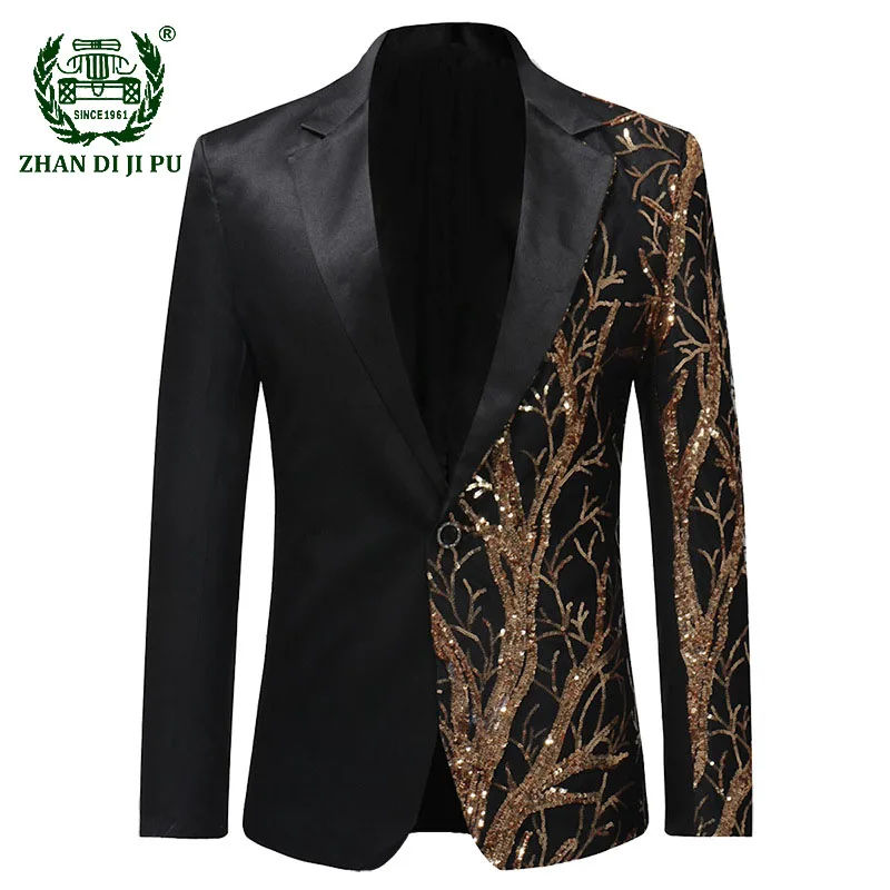 

Мужские однобортные черные вечерние костюмы с блёстками, костюмы для выпускного бала, куртки для мужчин в стиле хип-хоп, одежда для выступле...