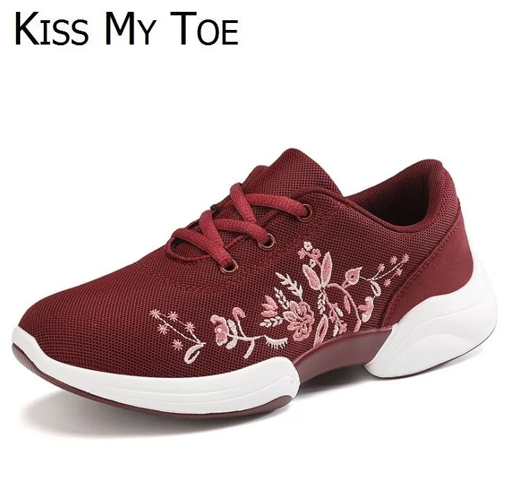 Женская дышащая Спортивная обувь на плоской платформе повседневная сетчатая с