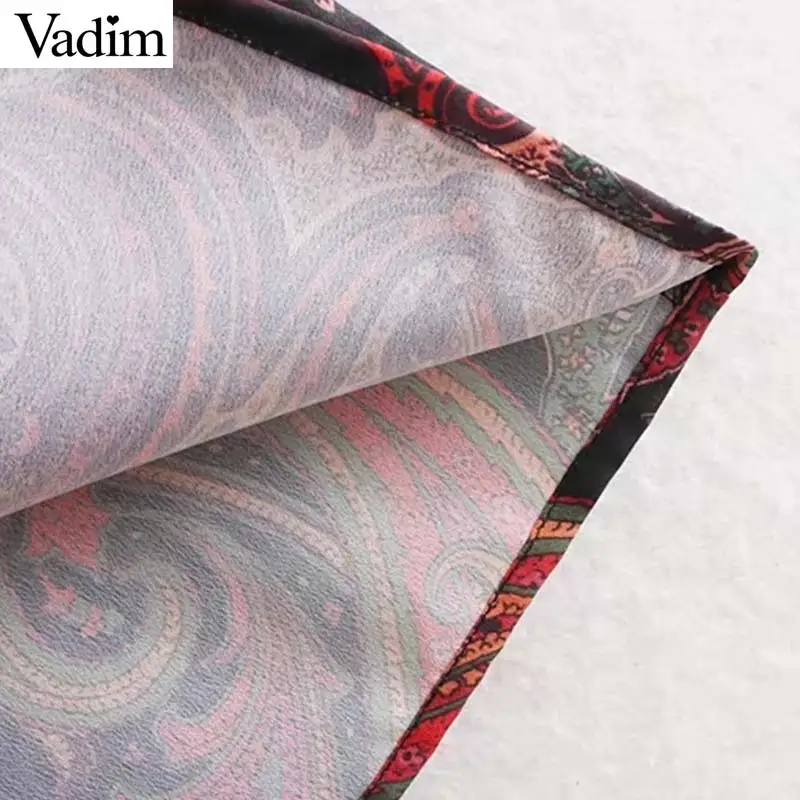 Vadim Женская Ретро блузка с оборками принтом длинным рукавом воротник рубашки