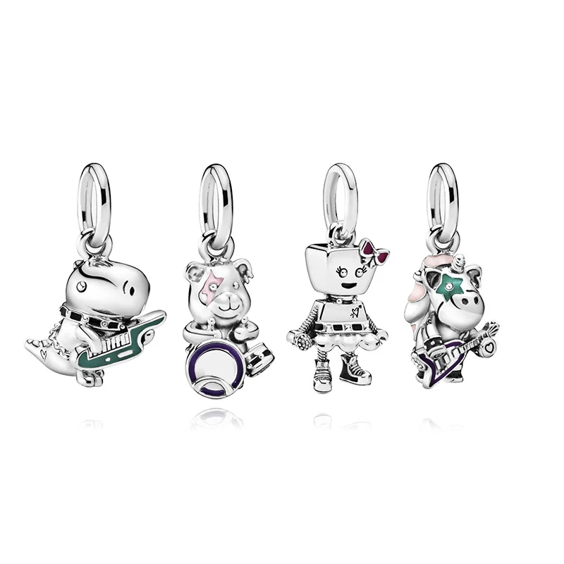 2019 новый оригинальный 925 стерлингового серебра бисера динозавр и пианино