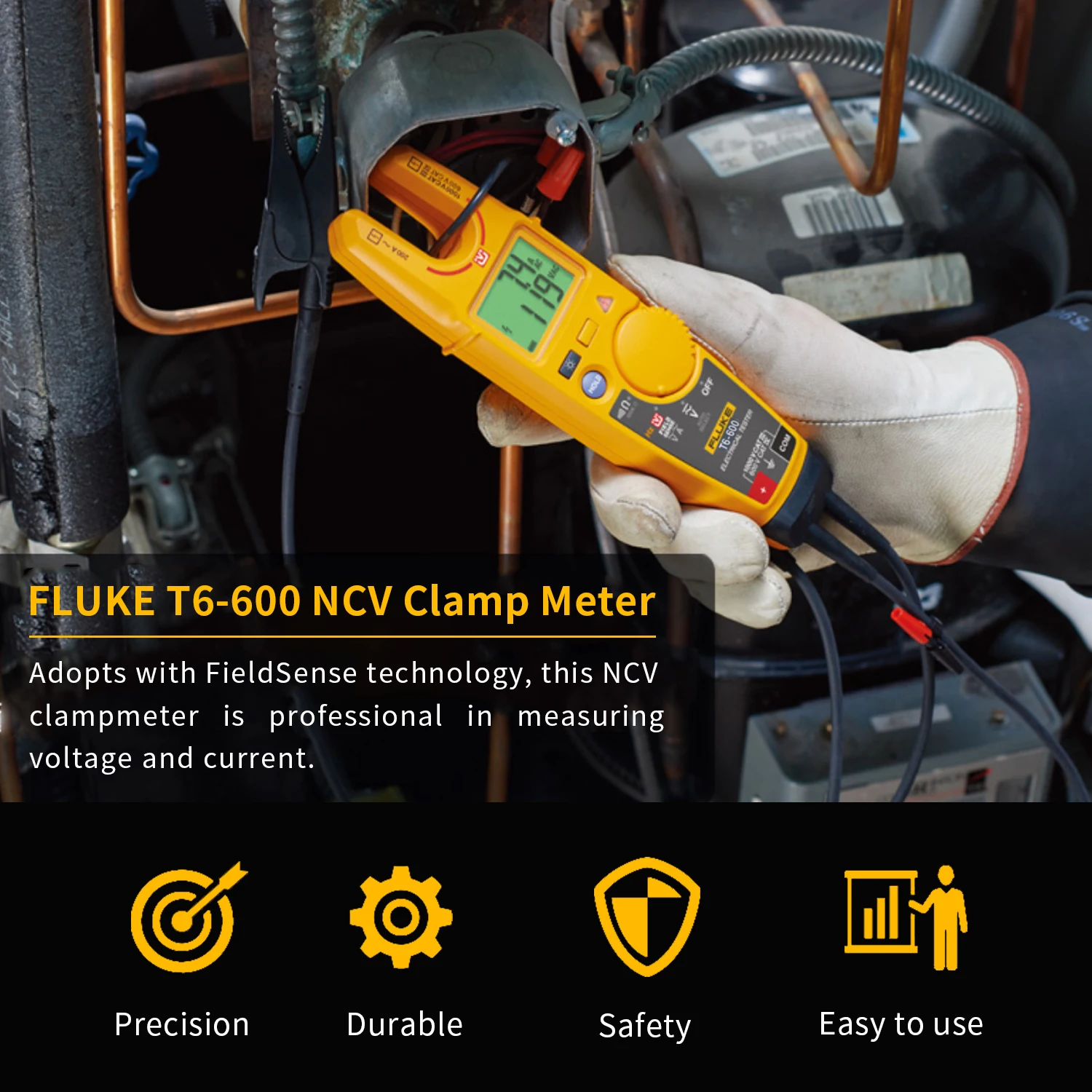 FLUKE T6 600 Токоизмерительные клещи True RMS Электрический тестер Цифровой мультиметр