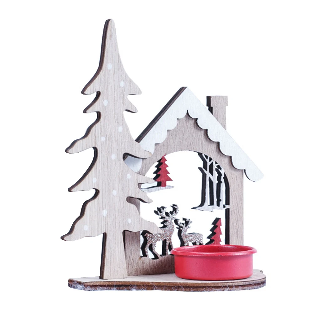 Креативное Рождественское украшение деревянный подсвечник рождественские