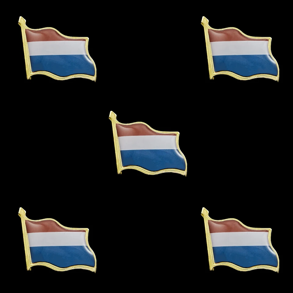 

5PCS Netherland Country Flag Epoxy Waving Metal Lapel Pin Badge Brooch