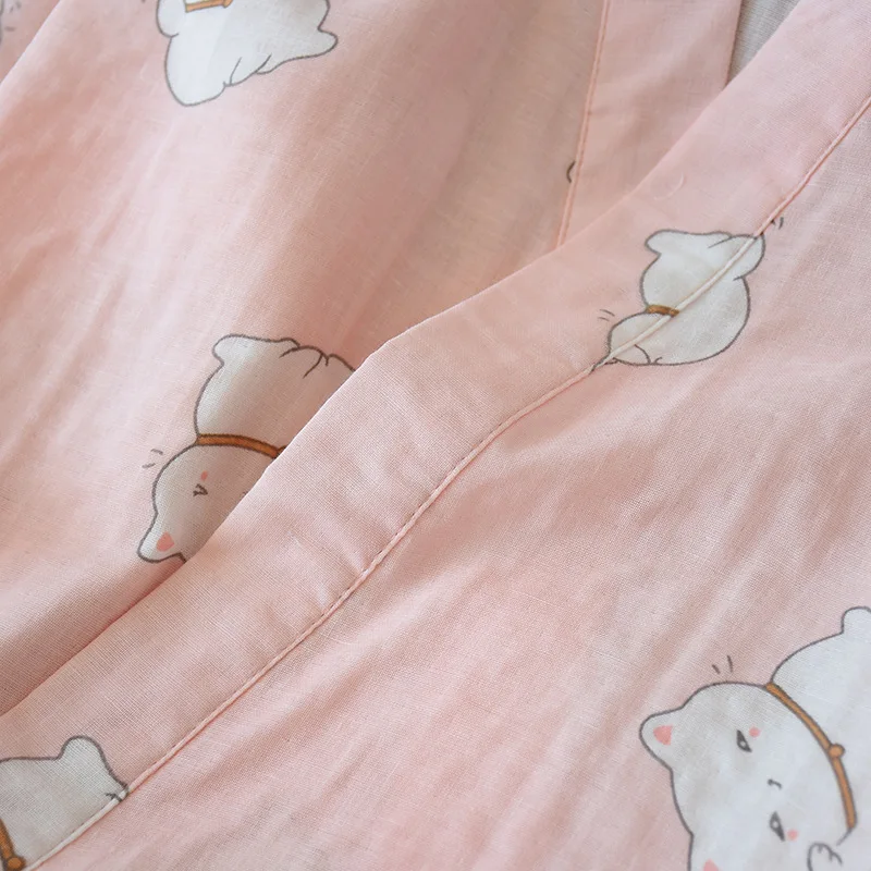 Летний женский трикотажный халат из 100% хлопка с милыми кошками|Комплекты халатов