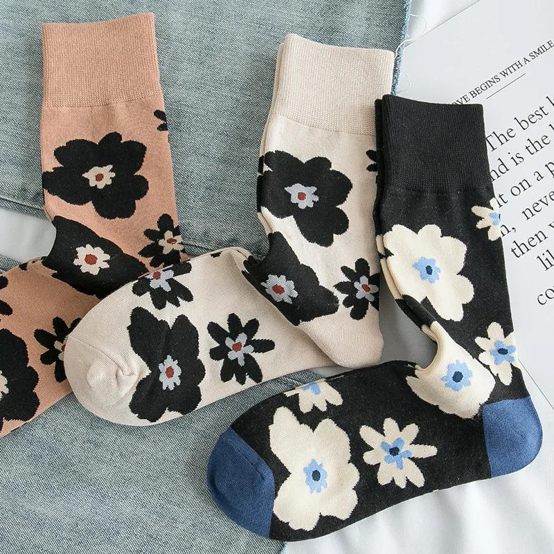 

Korean Flower Printing Women's Socks INS Style Vintage Children Socks Cotton Socks Fashion Clothing for Sweet Girl