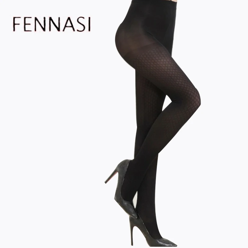 FENNASI Winter Sticky Women Pantyhose Lady Anti-Hook Sexy Breathable Comfortable Slim Cute Diamond Pattern Warm Women's Tights | Женская