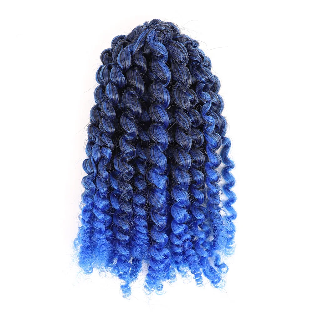 T1B/синий Marly Bob Ombre волосы для наращивания синтетические Marly Jerry curl ямайские прыгающие вязанные волосы афро кудрявые вязанные косы - Цвет: T1B/синий