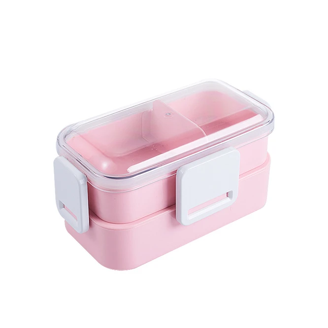 pink EMS, 100 шт., Портативный Ланч-бокс из здорового материала, бэнто-боксы, посуда для микроволновой печи, контейнер для хранения продуктов, контейнер для еды - Цвет: pink