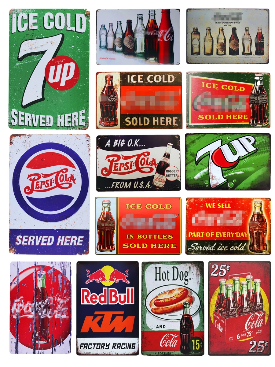 

Vintage Cola Tin Signs Metal Decor Tinplate Plaques Wall Decoration for Bar Cafe Restaurant Iron Poster