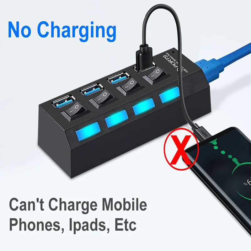 Usb-хаб 7 портов USB 3 0 сплиттер с питанием конвертер C расширитель для ПК компьютера